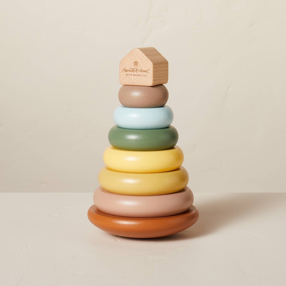 Toy Rainbow Wooden Ring Stacker 8pc - Hearth & Hand Magnolia, Target